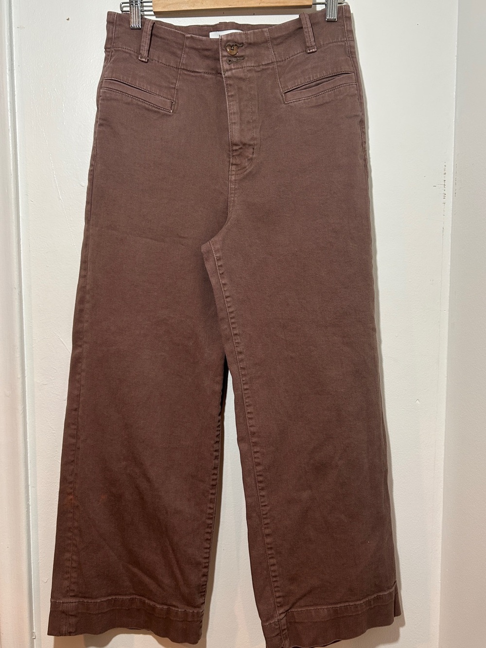 DU/ER woman’s Wide-Leg Cotton Pants in Brown Size 29